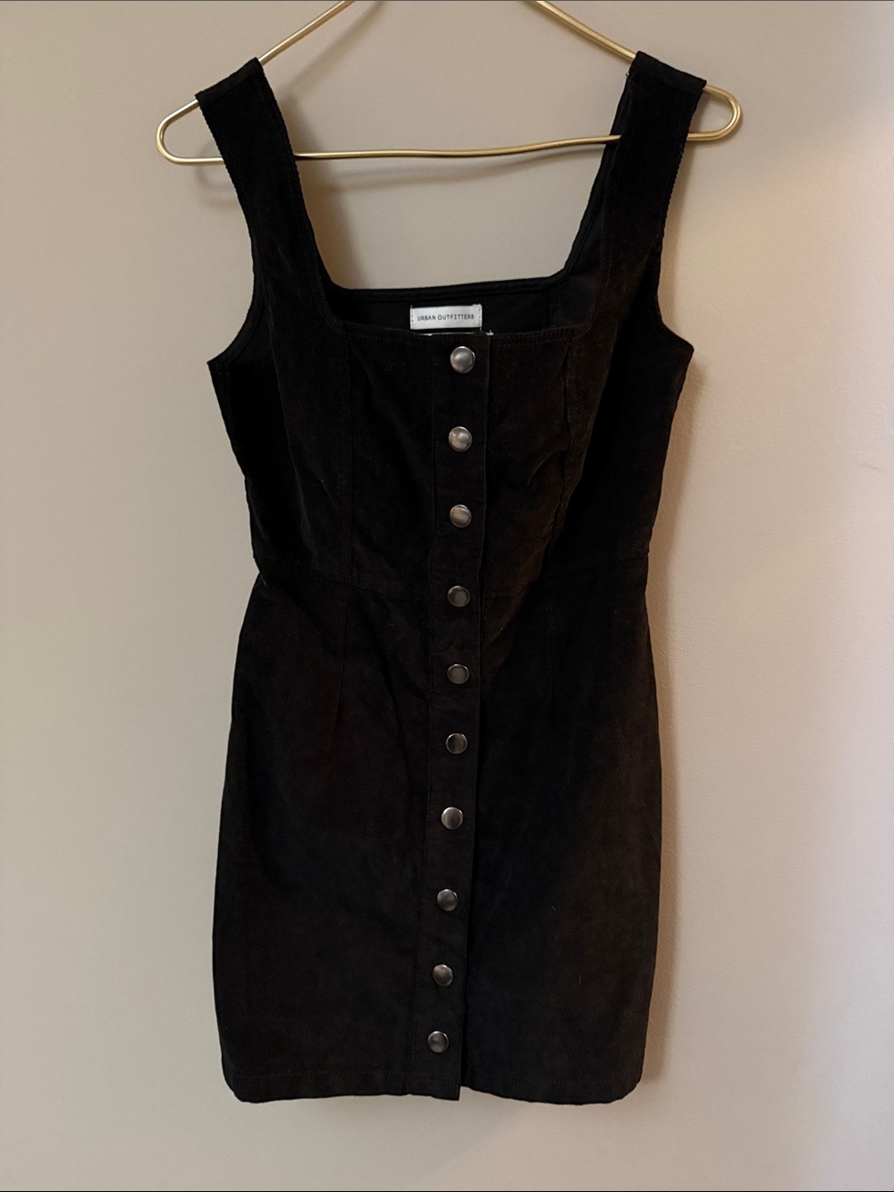 Urban Outfitters Black Corduroy Snap-Front Mini Dress